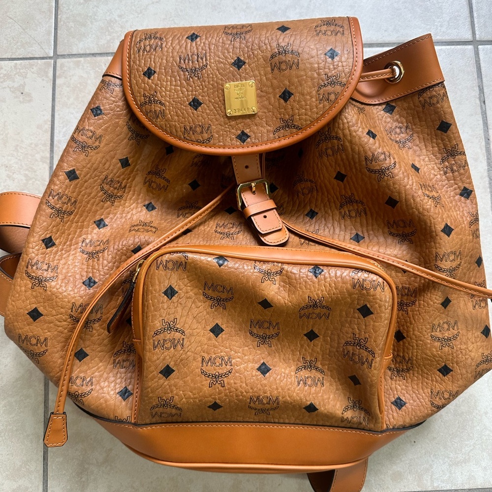 Mcm Large Leather Drawstring Backpack - image 1